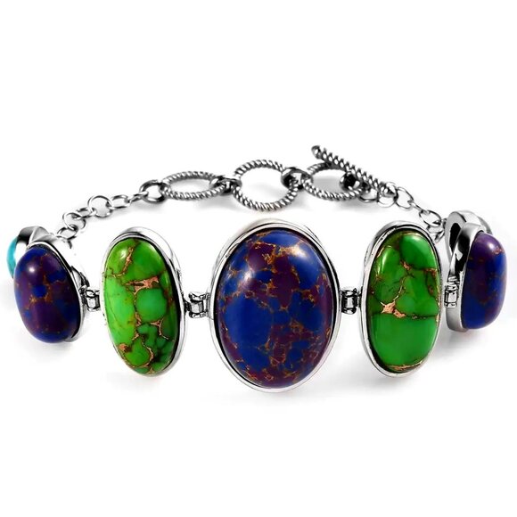 Mojave Turquoise Purple/Green/Blue Bracelet & Matching Butterfly Ring (Sz 7) NWT - Picture 7 of 16